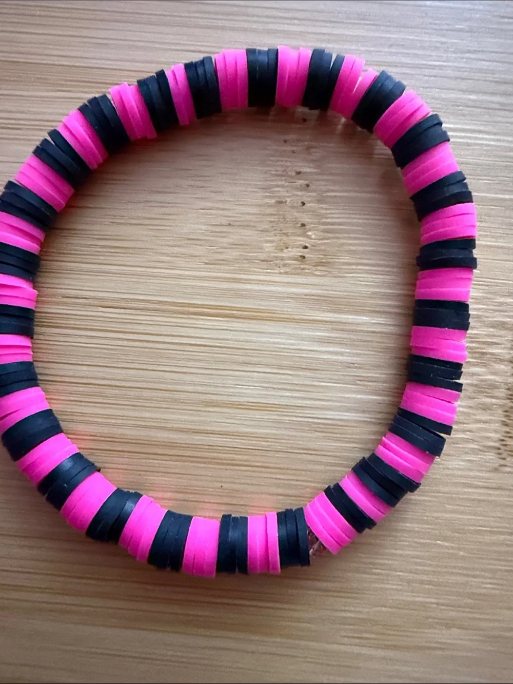 Pink and Black Stripe Resin Bangle Bracelet